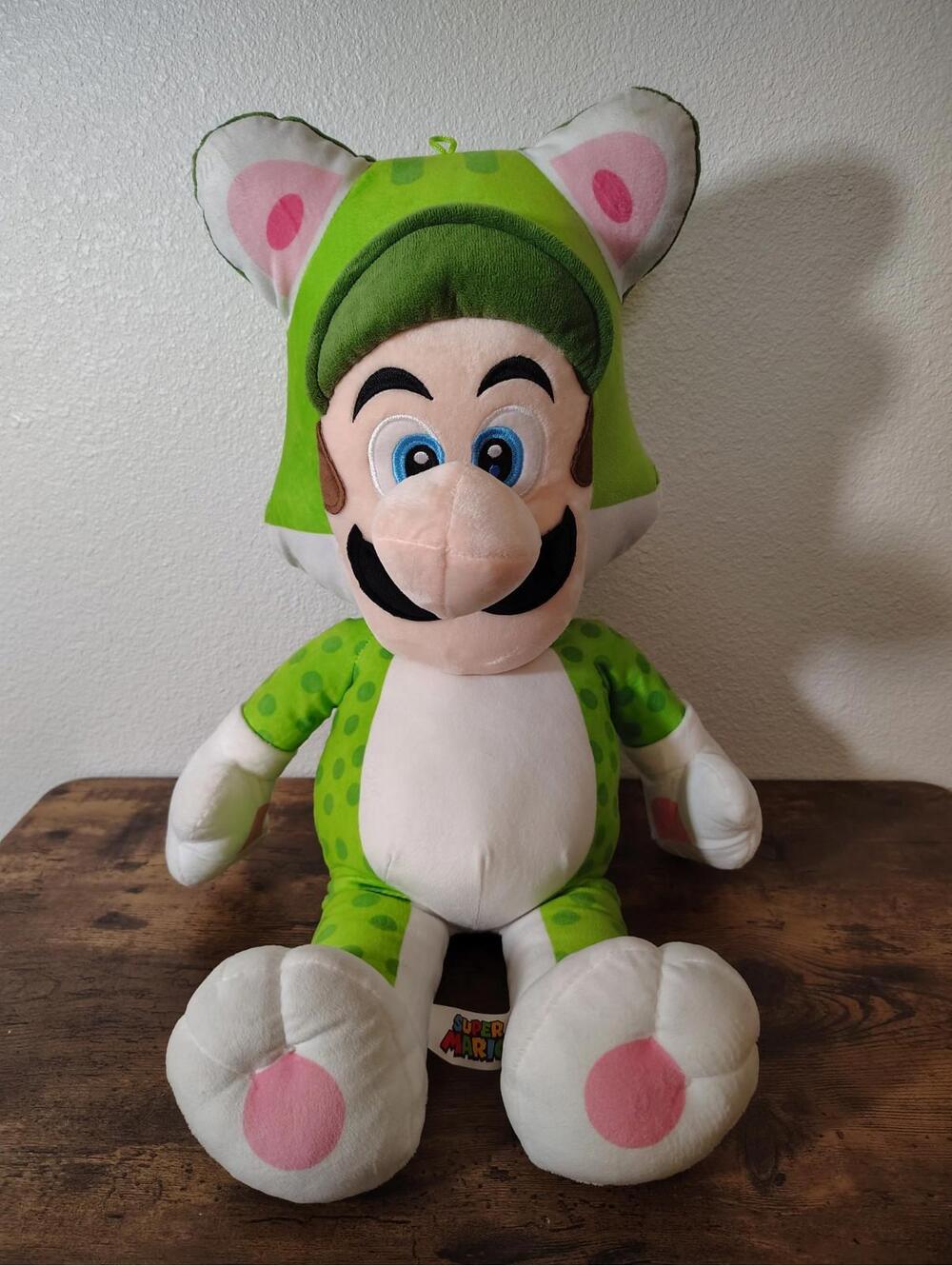 24" in Super Mario Luigi  3D World Luigi Cat Suit Costume Nintendo Plush Green